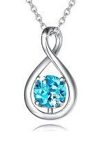 nice silver infinity pendant blue topaz birthstone baby necklace